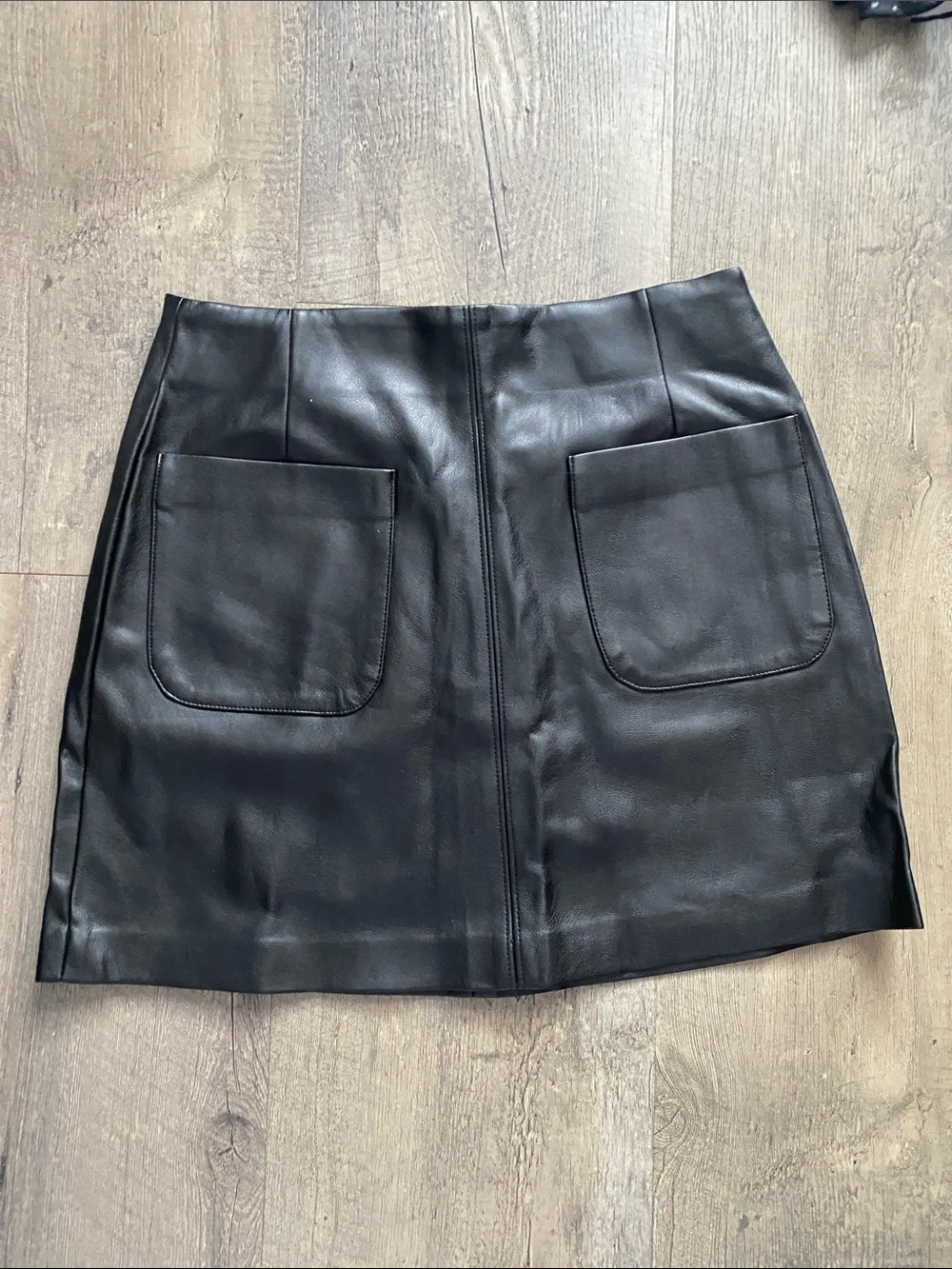 Dynamite Black Faux Leather Pocket Pencil Skirt